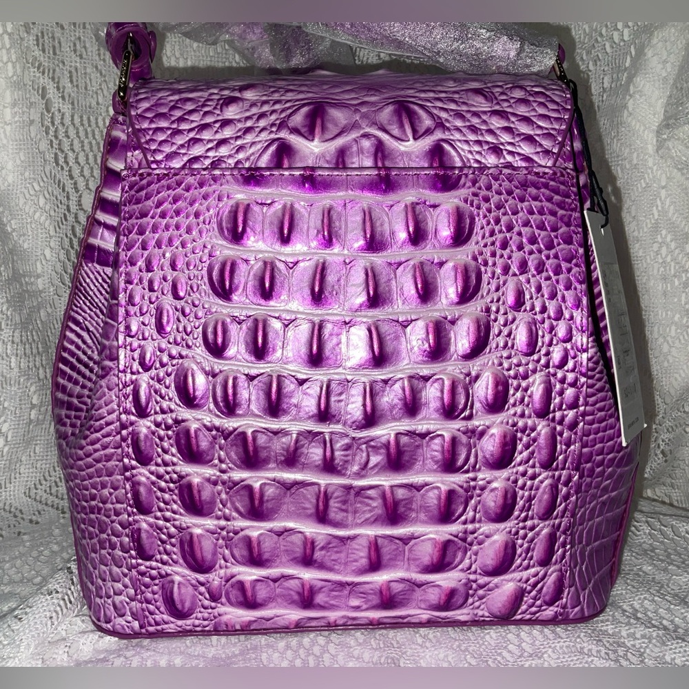 Brahmin Purple Croc-Embossed Crossbody Bag - Picture 2 of 12